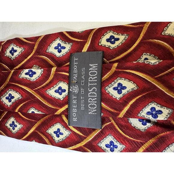 Robert Talbott Best of Class red floral geometric corpcore 100% silk necktie - Picture 2 of 4